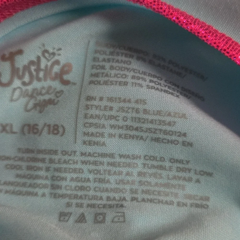 Justice Aqua and Pink Swimsuit with Neon Accents Size XL 16/18